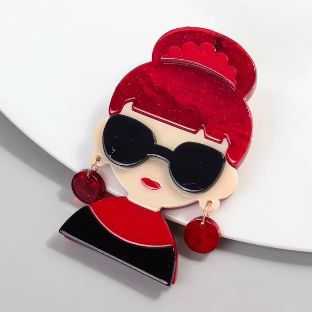 Mod Lady Acrylic Brooch